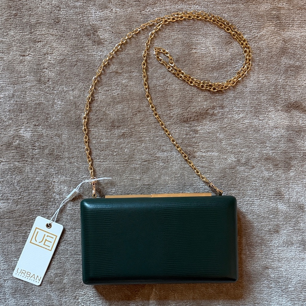 Urban Expressions Dark Green Clutch with Gold Chain